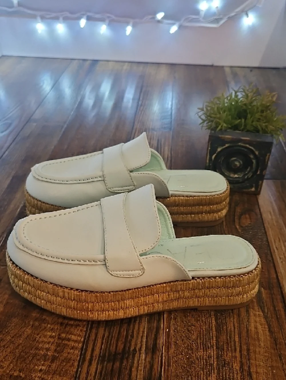 Mint Leather Platform Espadrille Mule‎